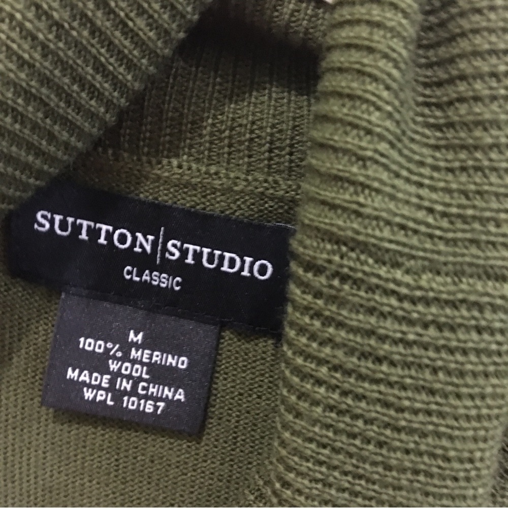 Sutton / Studio Classic Olive Green Wool Turtlene… - image 3